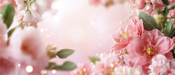 Obraz premium Delicate pink blossoms with soft bokeh background