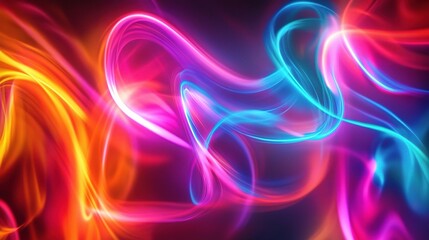 Obraz premium Vibrant Neon Abstract Background with Glowing Flows of Color