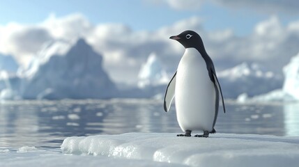 Obraz premium Gentoo penguins standing on cold ice rocks, enjoying the cold winter weather