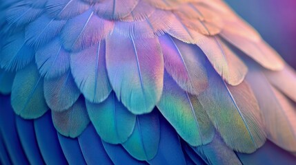 Obraz premium A radiant feather from a starling, its iridescent purple and green tones glowing softly