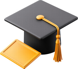 Graduation cap and diploma in vibrant colors