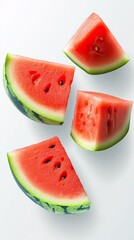 Fresh Watermelon Slices Displayed on a Light Background, Perfect for Summer Refreshments, Culinary Creations, or Healthy Snacking Inspiration