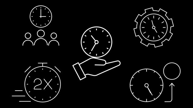 Time Management Line Icons