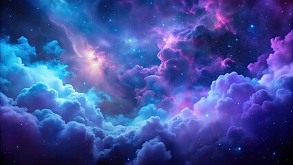 Fototapeta premium Abstract cosmic clouds in shades of purple and blue against a dark background, cosmic, clouds, abstract, purple, blue