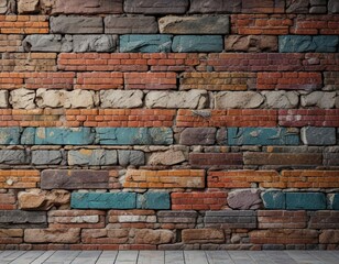 Fototapeta premium Distressed stone brick wall with colorful natural texture, countryside stone wall, garden stone wall