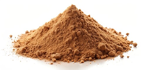 Loose brown powder pile with light shining on it , powder, texture, dust, heap, brown, coarse, grains, particles, organic