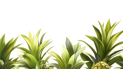 Obraz premium Lush Green Pineapple Plants Isolated On White Background