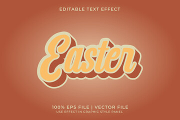 3D Editable Vector Text Effect for Easter Egg Party Event with Pastel Color. Retro or Vintage style text effect. 