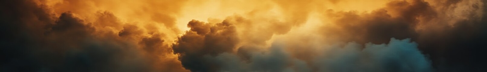 Obraz premium Dramatic Clouds with Fiery Orange Light Filling the Sky at Dusk