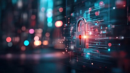 Obraz premium Visualizing smart contracts as digital locks a futuristic perspective on security technology and innovation in digital transactions from a cyber landscape perspective