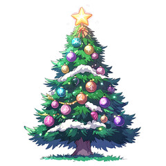 Obraz premium colorful Christmas tree adorned with ornaments and star