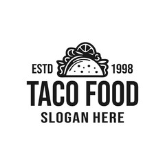taco food vintage logo design vector template illustration