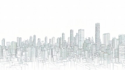 Fototapeta premium Abstract Wireframe City Background for Design Projects