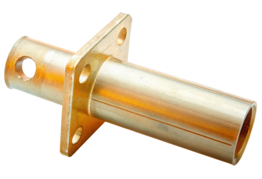 The gold-colored metal industrial part isolated with transparent background