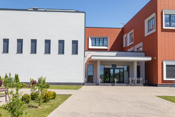 A new school in the heart of the village of Otradnoye, Krasnogorskiy district, Moscow region, Russia