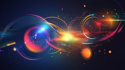 Obraz premium Futuristic Geometric Shapes with Neon Glow and Dynamic Effects