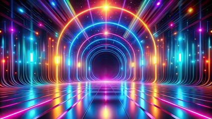 Obraz premium Dynamic neon lights abstract background with vibrant colors, neon, lights, abstract, background, vibrant, colors