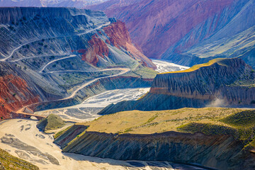 Spectacular Anjihai Grand Canyon natural landscape in Xinjiang. Famous earthquake fault zone...