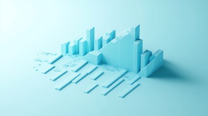 Abstract Blue Geometric Structure Cityscape Design