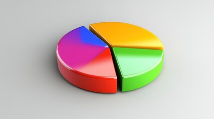 Fototapeta premium Colorful three dimensional pie chart data visualization