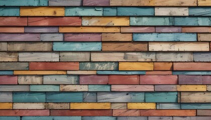 Wooden plank background with multicolored wooden shingles, coastal vibe, natural colors, driftwood finish, wooden decor