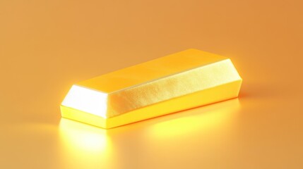 Golden Ingot Resting On A Yellow Surface