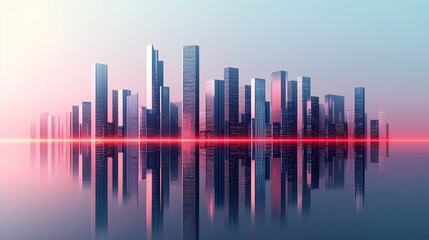 Fototapeta premium Visionary Urban Skyline with Digital Elegance