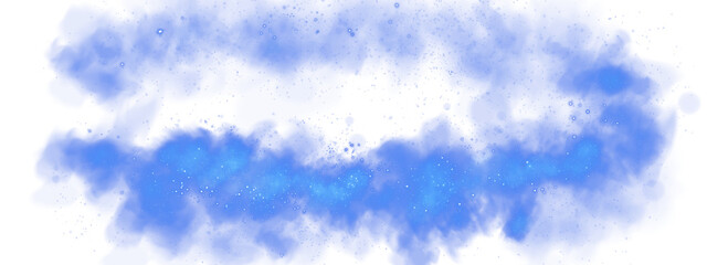 Obraz premium Fantastic blue smoke background. Magic blue smoke with glitter and small particles of twinkling stars. Fog with luminous particles. Blue vapor with stardust. Morning fog over land or water surface, ma
