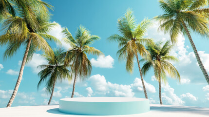 Obraz premium Beach coconut tree e-commerce display platform background