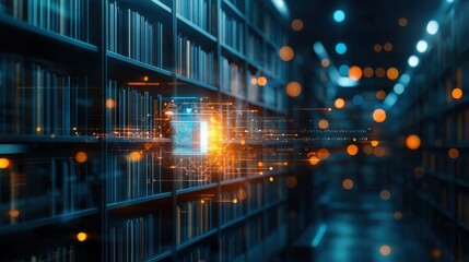 Innovative technological hub luminous high-tech library digital learning space futuristic environment immersive design smart contracts and gigapixel imagery revolutionize knowledge access