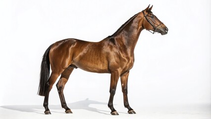 Obraz premium Stunning Full Body Image of a Majestic Horse on a White Background Ideal for Various Creative Uses and Commercial Projects, Perfectly Isolated for Your Design Needs and Presentations
