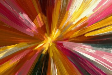 Obraz premium A vibrant explosion of yellow and pink rays bursting outward, evoking a sense of pure joy