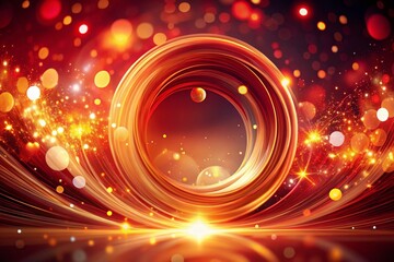 Obraz premium Stunning Low Light Photography of Crimson and Cardinal Background with Swirling Lights, Circular Shapes, and a Dynamic Red to Gold Gradient