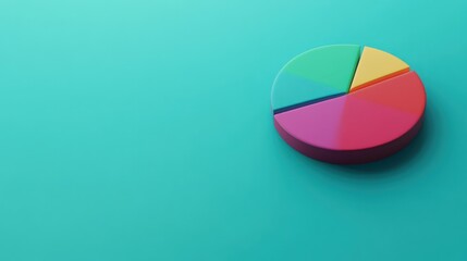 Colorful Three Dimensional Pie Chart On Teal Background