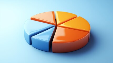 Three Dimensional Pie Chart Showing Data Segments