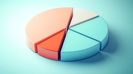 Obraz premium Colorful Five Section Pie Chart Data Visualization