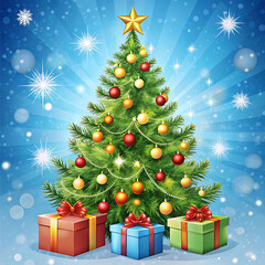 Christmas Tree And Gift illustration