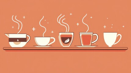 A Stylish Collection Of Hot Tea Beverages In Cups