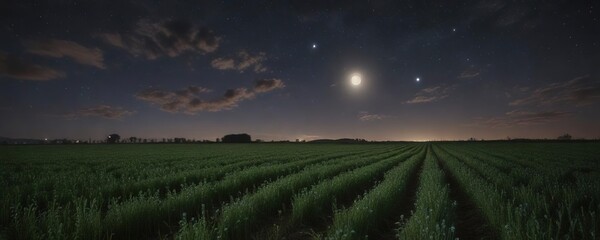 Obraz premium Un ave estrecho observando la luna llena en un campo de alfalfa , full moon, naturaleza, wildlife