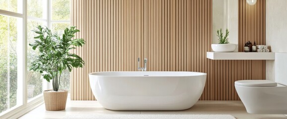 Fototapeta premium Modern Bathroom with Minimalist Design and Natural Light