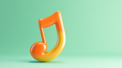 Obraz premium A three dimensional orange yellow musical note