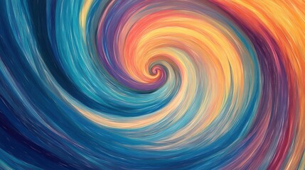 Fototapeta premium A mesmerizing swirl of colors forms a captivating vortex, blending hues of blue, orange, and yellow in a harmonious dance of abstraction
