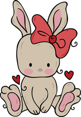 Cute bunny sitting with bow