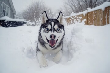 Naklejka premium Siberian Husky in the Snow