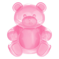 Obraz premium Pink teddy bear png, 3D illustration on transparent background