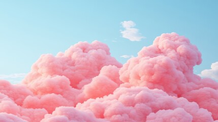 Delicate soft pink clouds drift through a clear sky, casting a gentle hue over the surroundings during the evening light