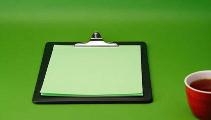 Blank green paper notepad on bright bicolor 502