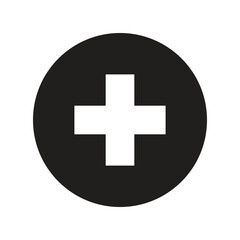 Obraz premium White Circle with a Dark Gray Plus Sign Icon