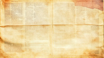 Fototapeta premium Retro newspaper page showing folded and torn vintage paper texture