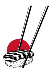 almon nigiri sushi sticker with white border